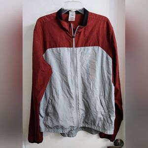 Mens Adidas Windbreaker/Jacket Full Zip XL Red/Burgundy/Gray Reflective Stripes